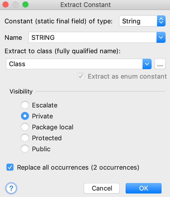 the Extract Constant dialog the Extract Constant dialog