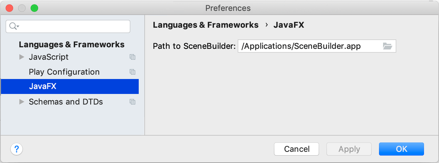 Specifying path to SceneBuilder Specifying path to SceneBuilder