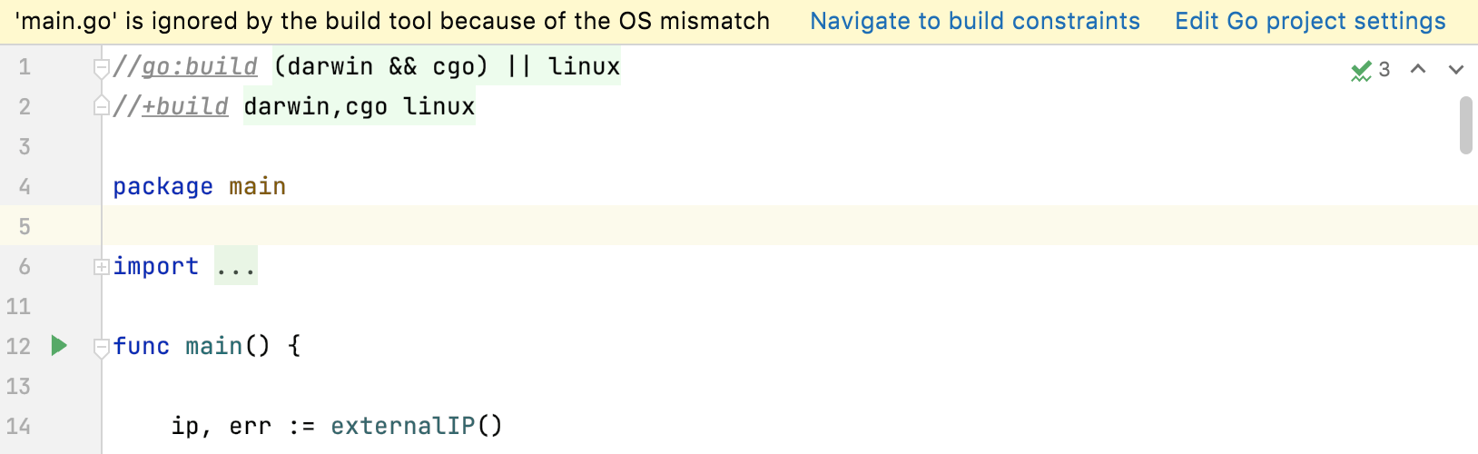 Notification about build constraints Notification about build constraints