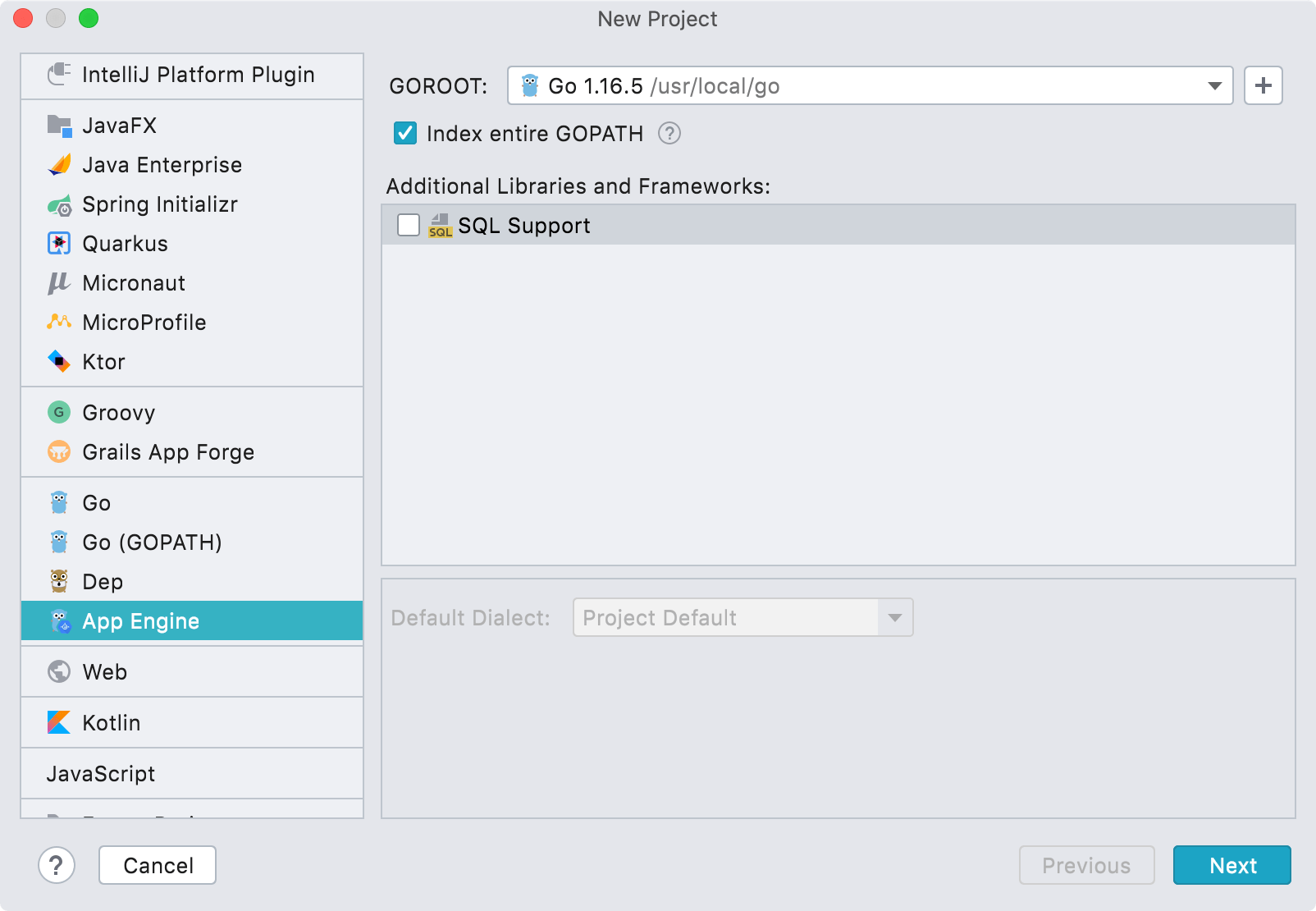 Create a project with App Engine integration Create a project with App Engine integration