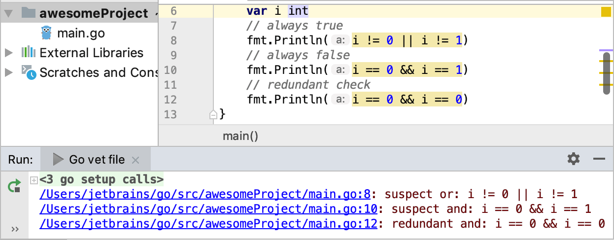 Example of go vet Example of go vet