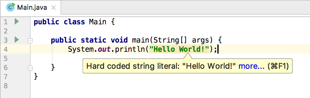 Highlighted hard-coded string literal Highlighted hard-coded string literal