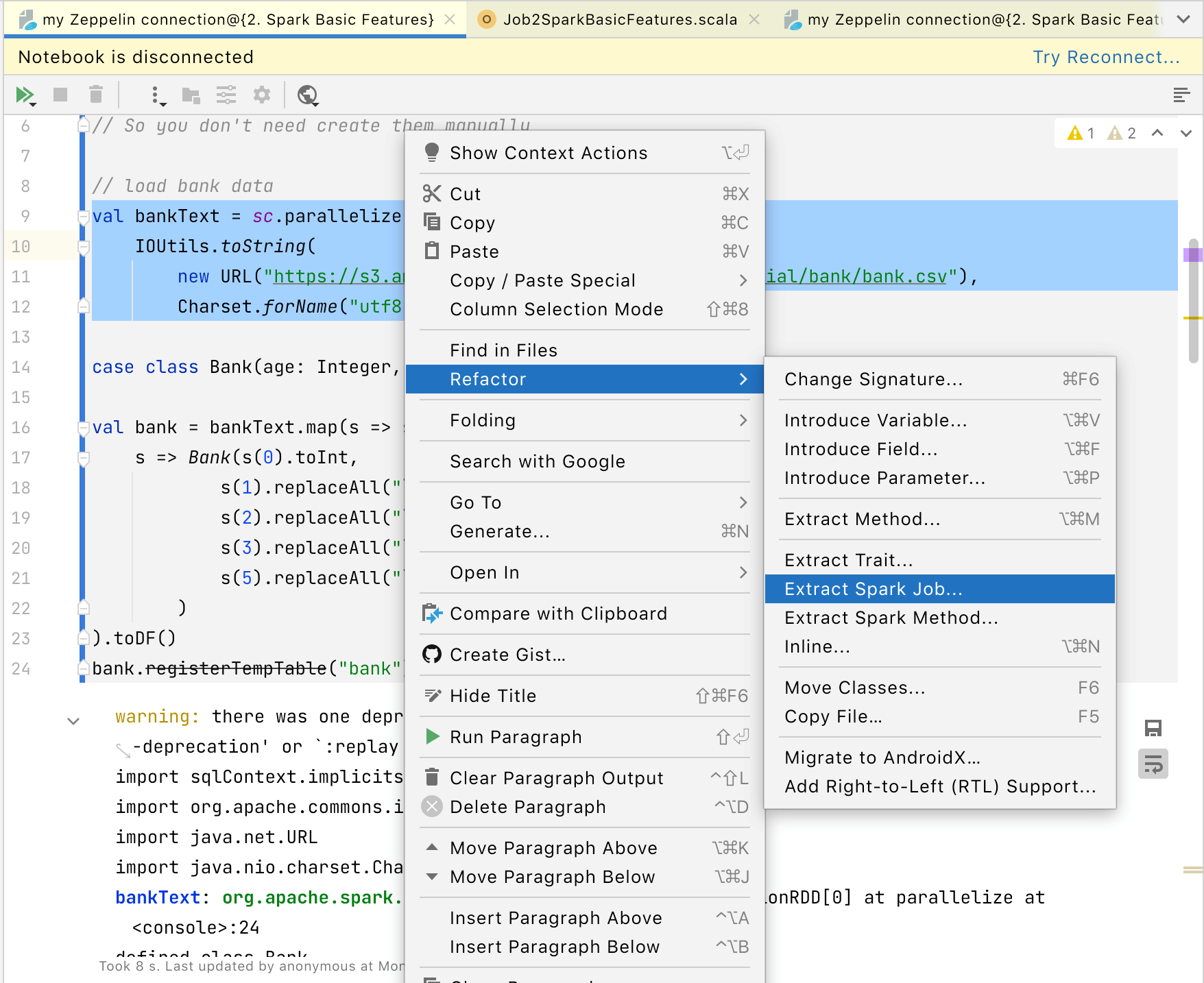 Extract a Spark job Extract a Spark job