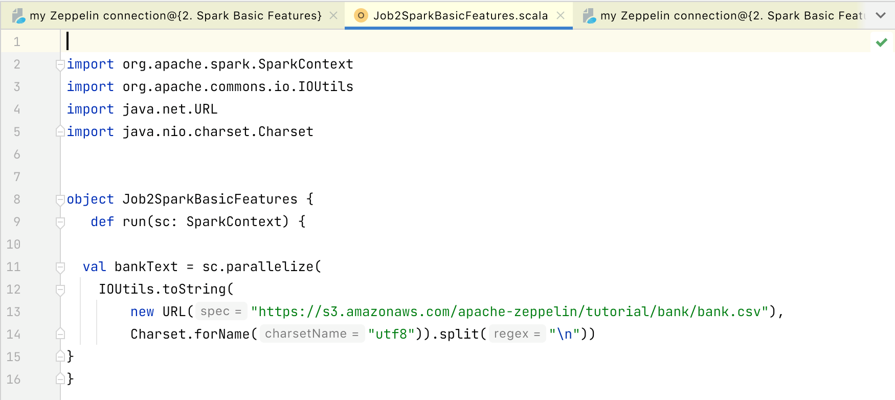 Extracted job is opened in a Scala file Extracted job is opened in a Scala file