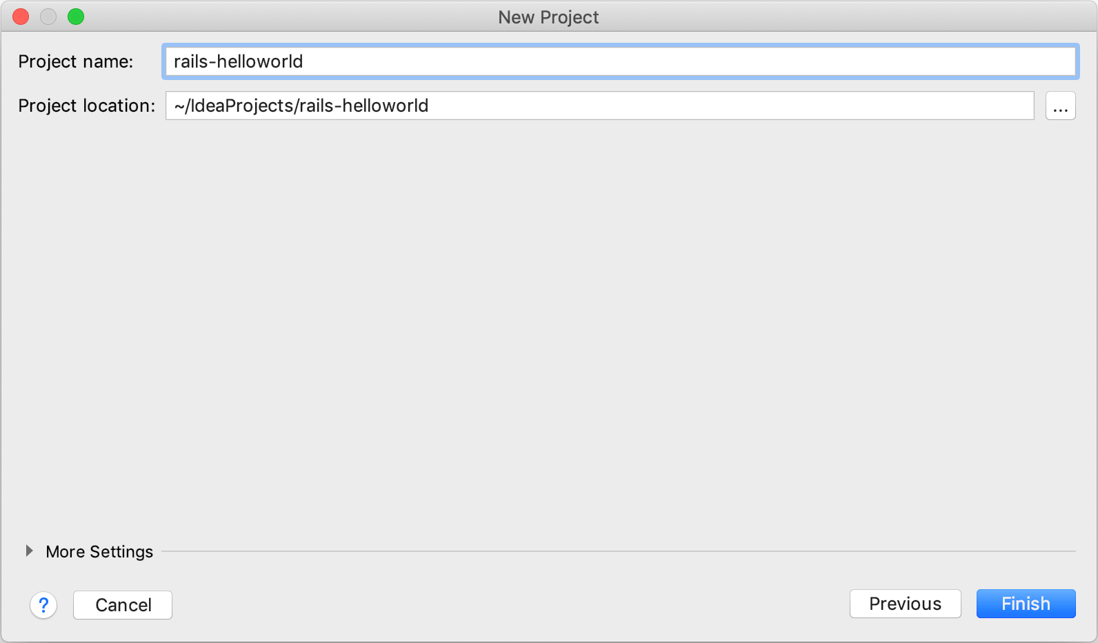 New project dialog New project dialog