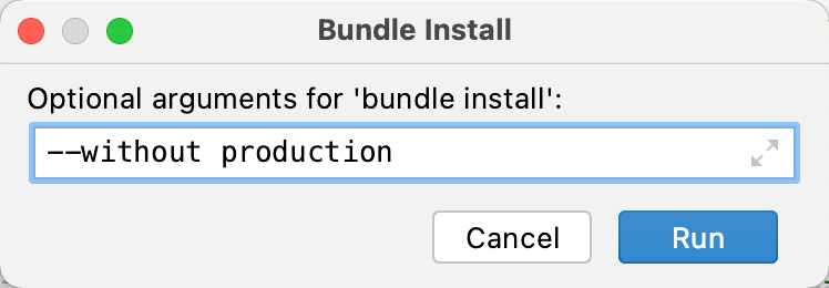 Bundle Install dialog Bundle Install dialog