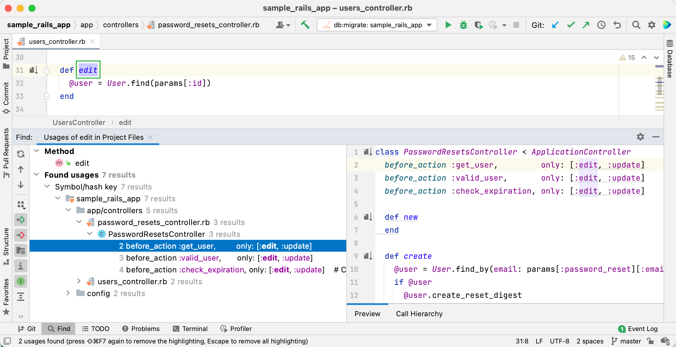 Find usages Find usages