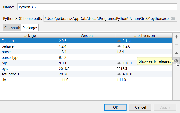 Show latest available versions including beta and release candidates Show latest available versions including beta and release candidates