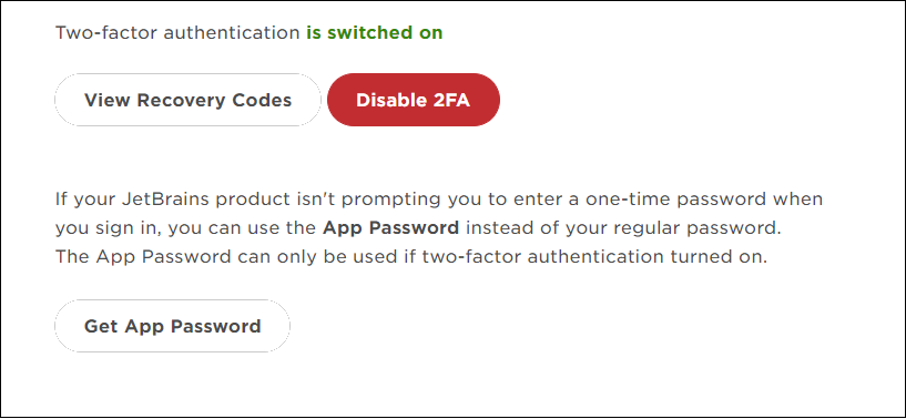 JetBrains Account with 2-factor authentication JetBrains Account with 2-factor authentication