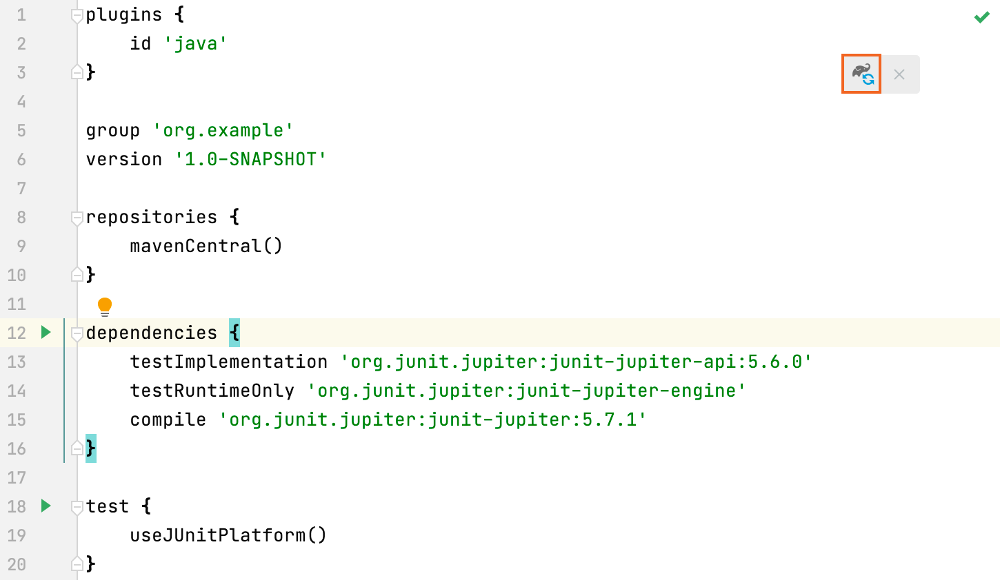 The Load Gradle Changes button The Load Gradle Changes button