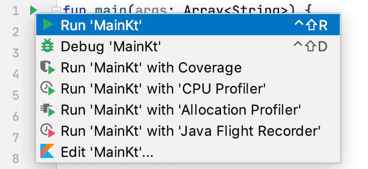 The Run option in the menu The Run option in the menu