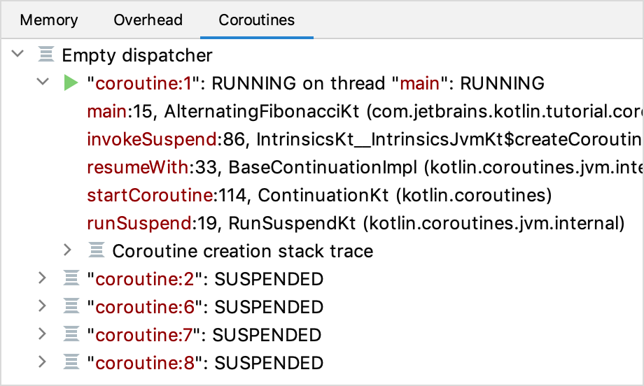 Kotlin debug coroutines list Kotlin debug coroutines list