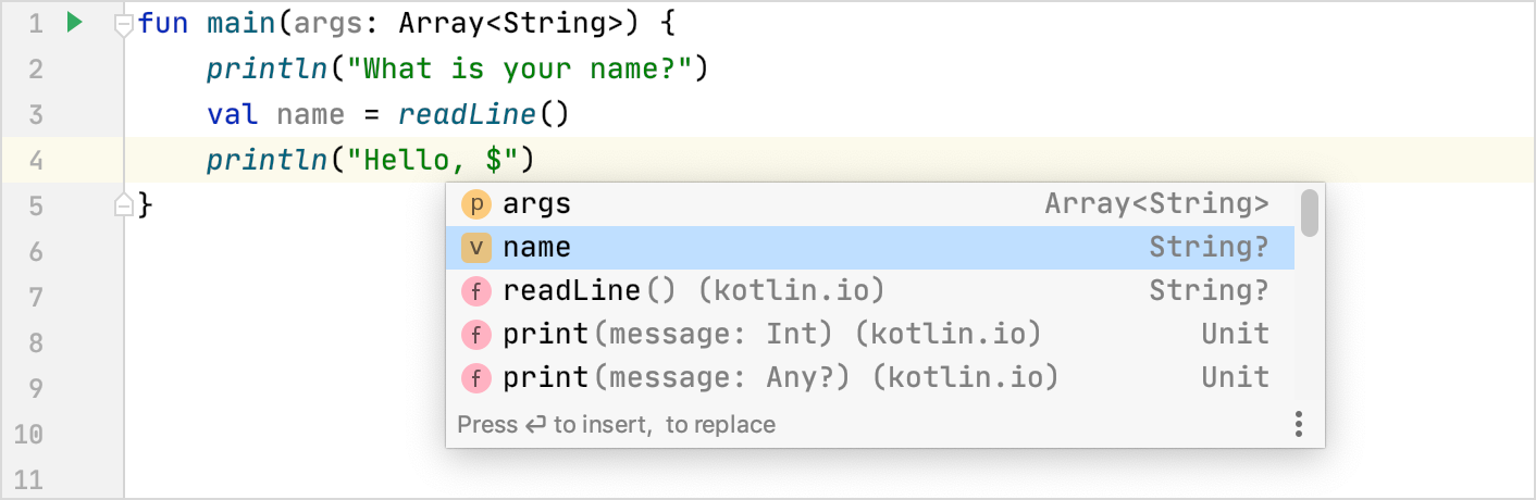 Code completion in action Code completion in action