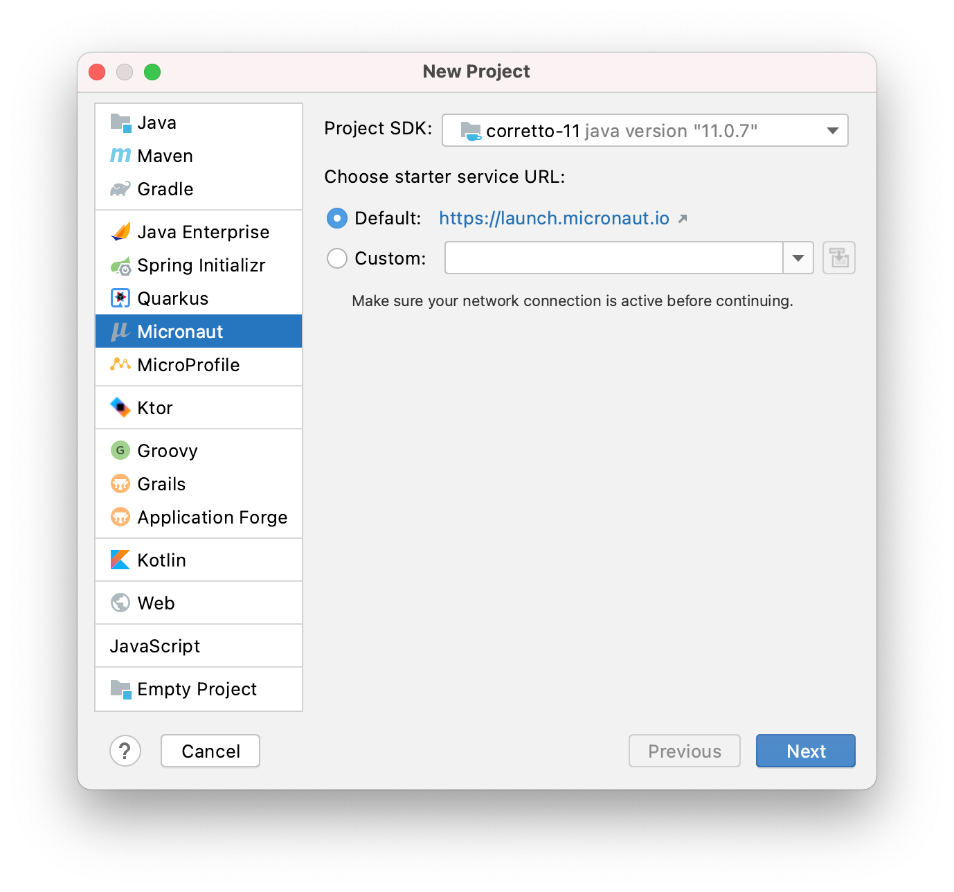 New Quarkus project wizard New Quarkus project wizard
