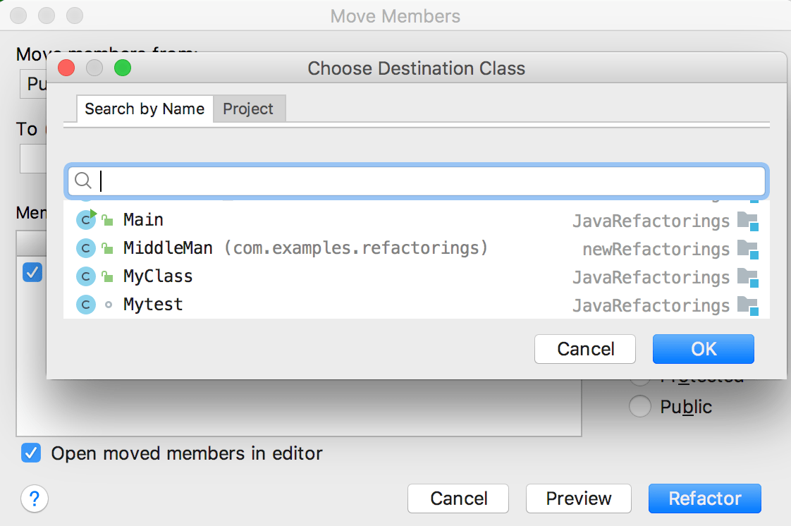 Move members dialog Move members dialog