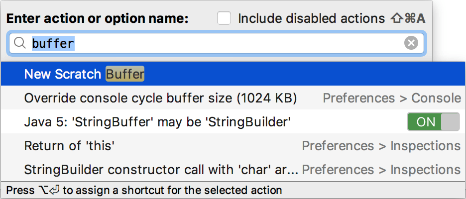 The New Scratch Buffer action The New Scratch Buffer action