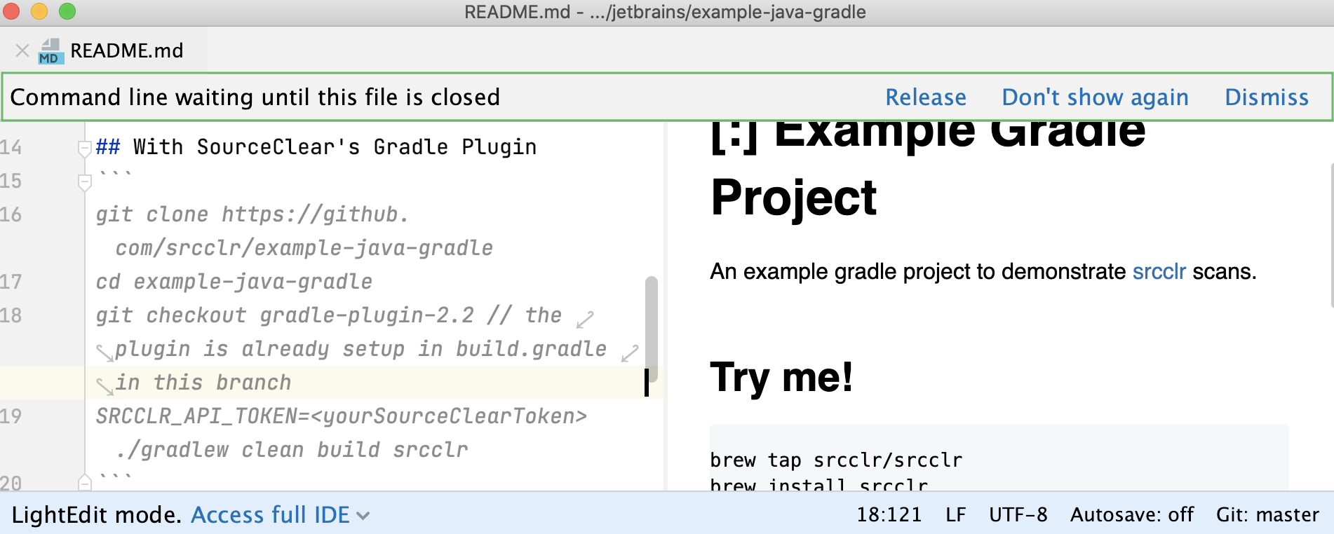 the Command line waiting notification the Command line waiting notification