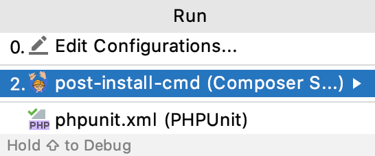 Run configuration popup Run configuration popup