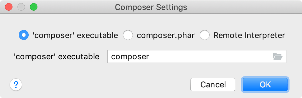 the Composer Settings dialog the Composer Settings dialog