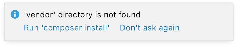Missing 'vendor' folder notification Missing 'vendor' folder notification