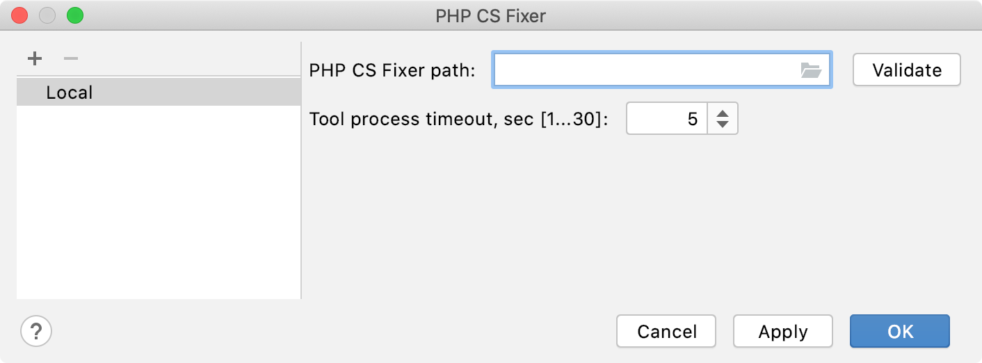 Empty PHP CS Fixer path field Empty PHP CS Fixer path field