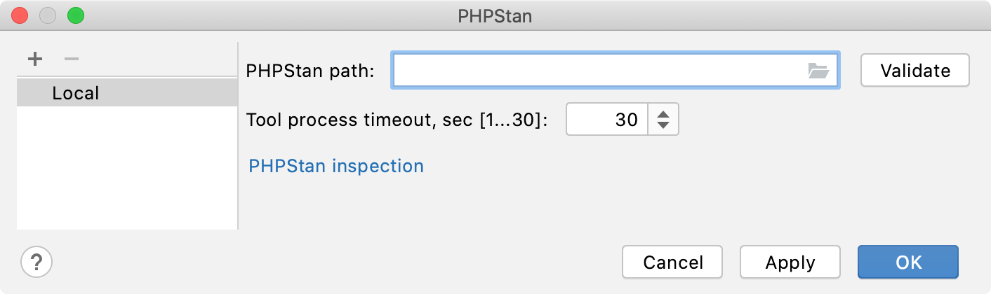 Empty PHPStan path field Empty PHPStan path field