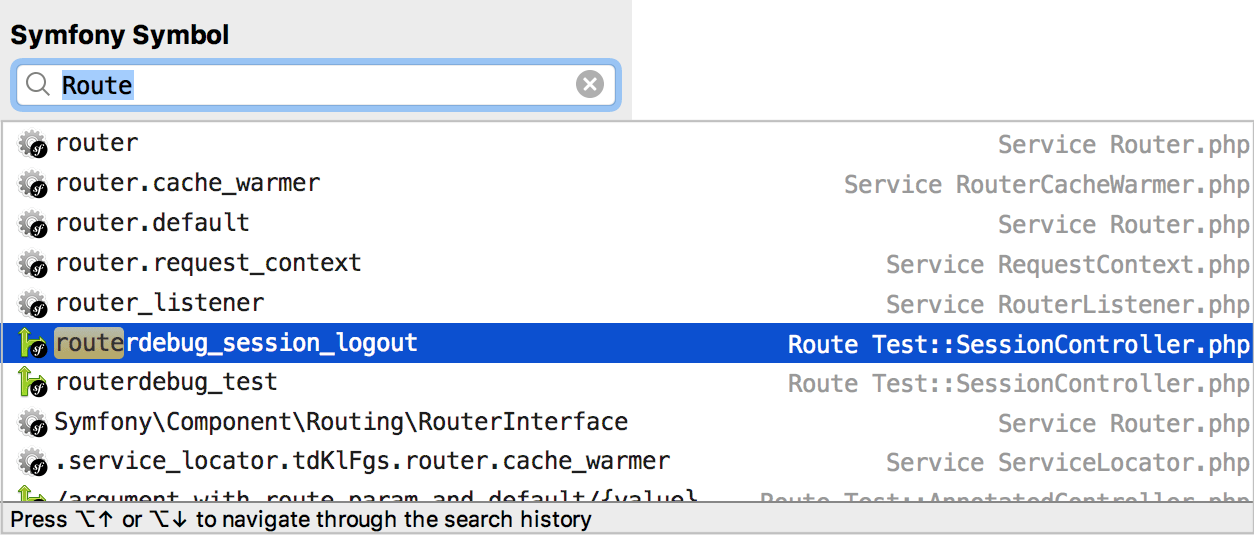 Navigate to Symfony symbol Navigate to Symfony symbol