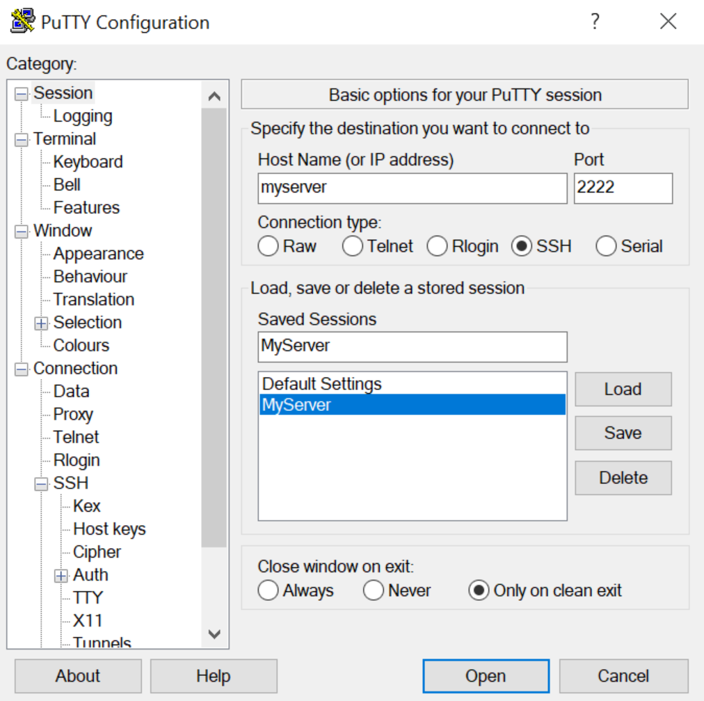Set Up a Connection in Putty Set Up a Connection in Putty