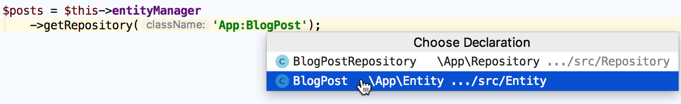 Navigate to Symfony Doctrine entity Navigate to Symfony Doctrine entity