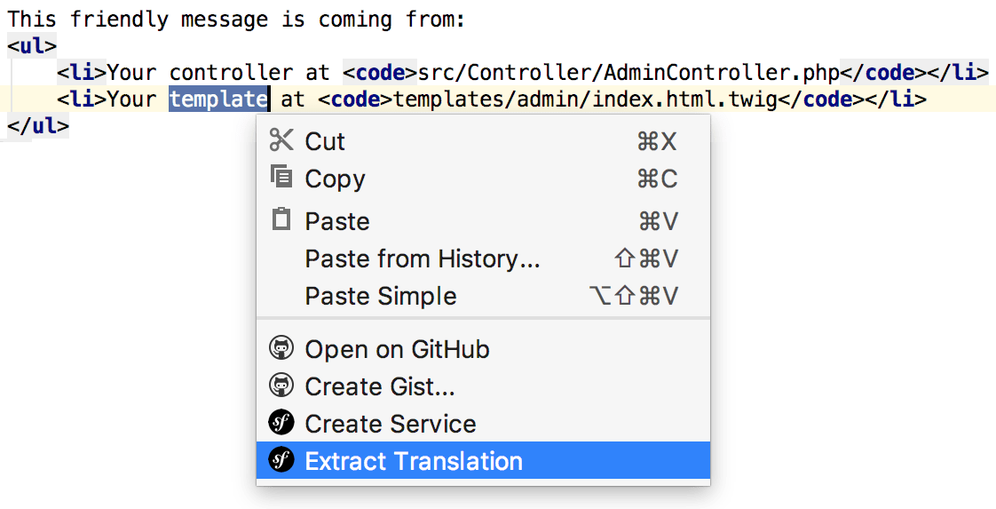 Extract Symfony translation Extract Symfony translation