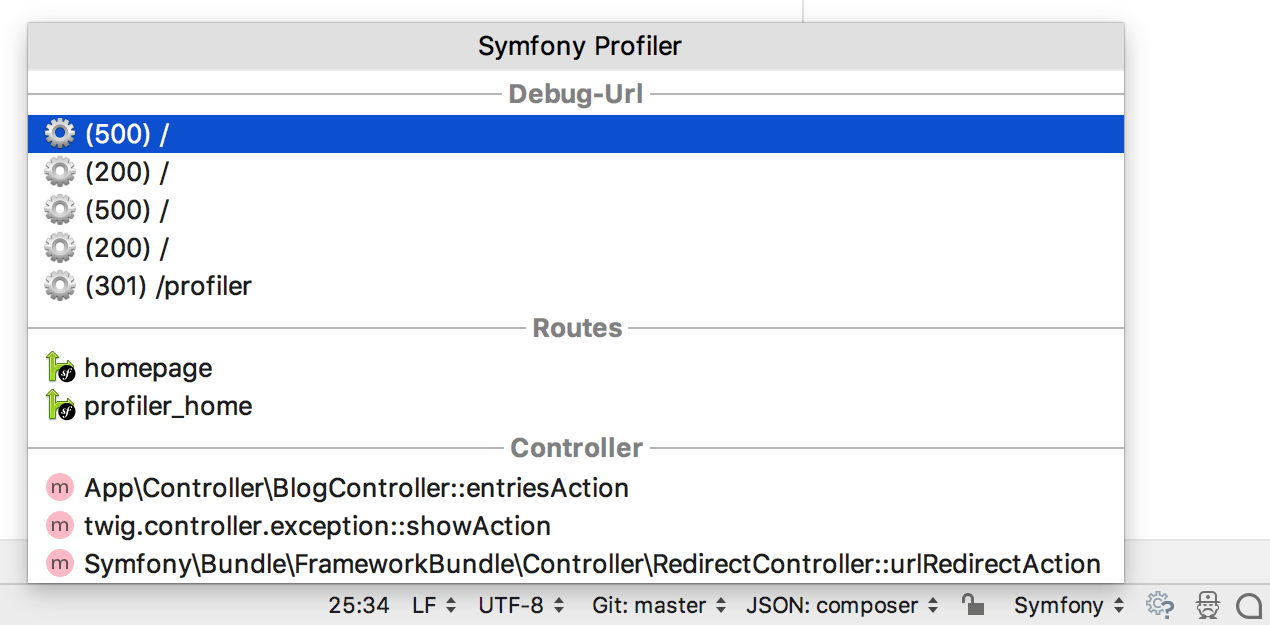 Symfony profiler toolbar Symfony profiler toolbar