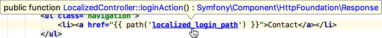 Navigate to Symfony controller Navigate to Symfony controller