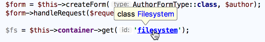 Navigating to Symfony service name declaration Navigating to Symfony service name declaration