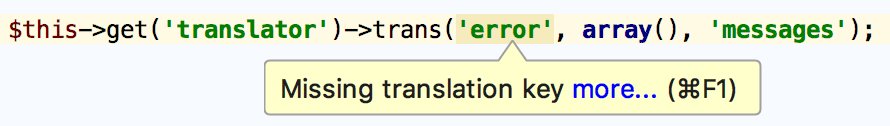 Symfony Missing translation inspection Symfony Missing translation inspection