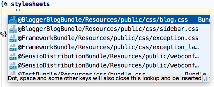Asset name completion in Twig template Asset name completion in Twig template