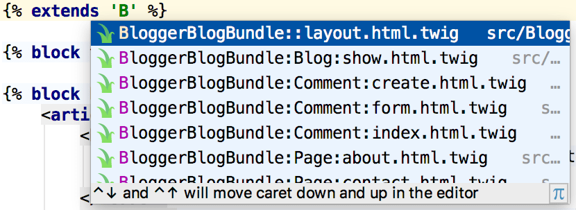 Name completion in Twig template Name completion in Twig template
