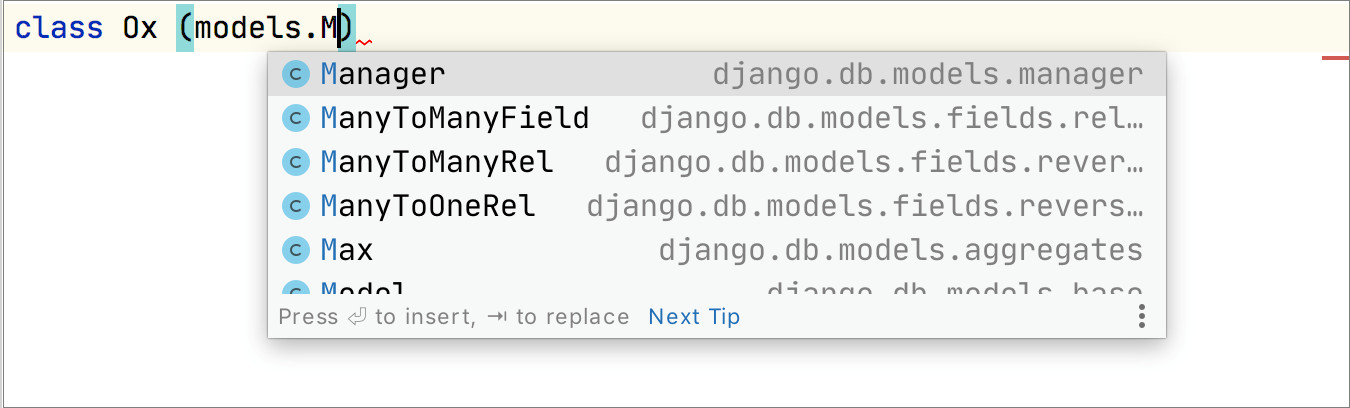 Code completion for the model Code completion for the model