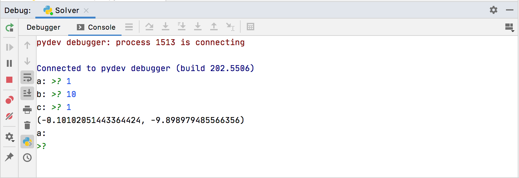 Expecting next input Expecting next input
