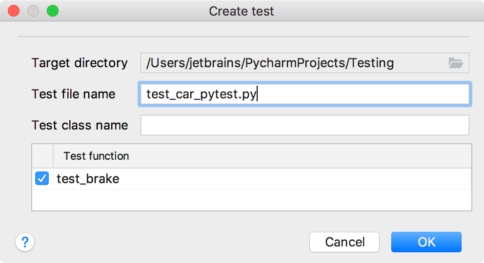Create a python test for the brake method Create a python test for the brake method