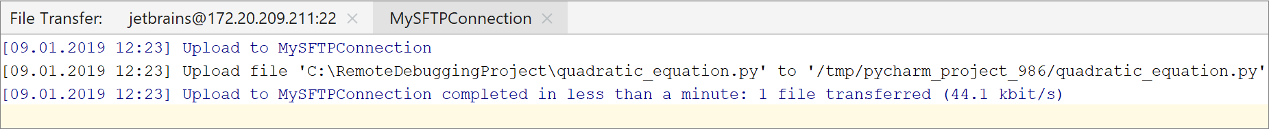 File Transfer window File Transfer window
