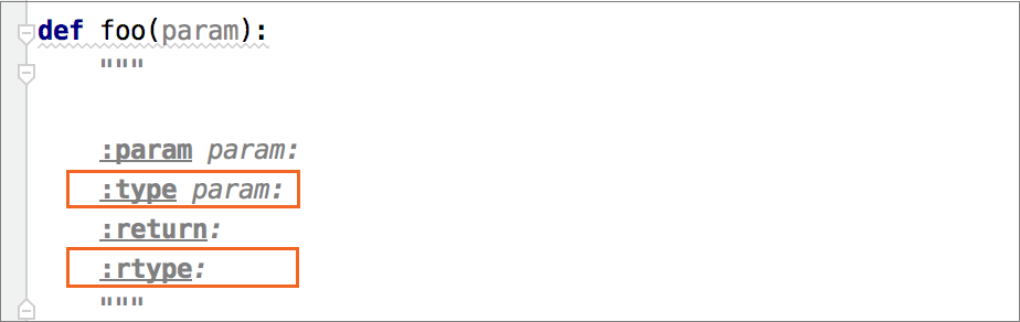 Insert type placeholders in the documentation comment stub Insert type placeholders in the documentation comment stub