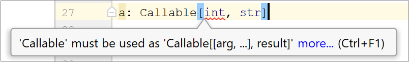 Incorrect Callable format Incorrect Callable format