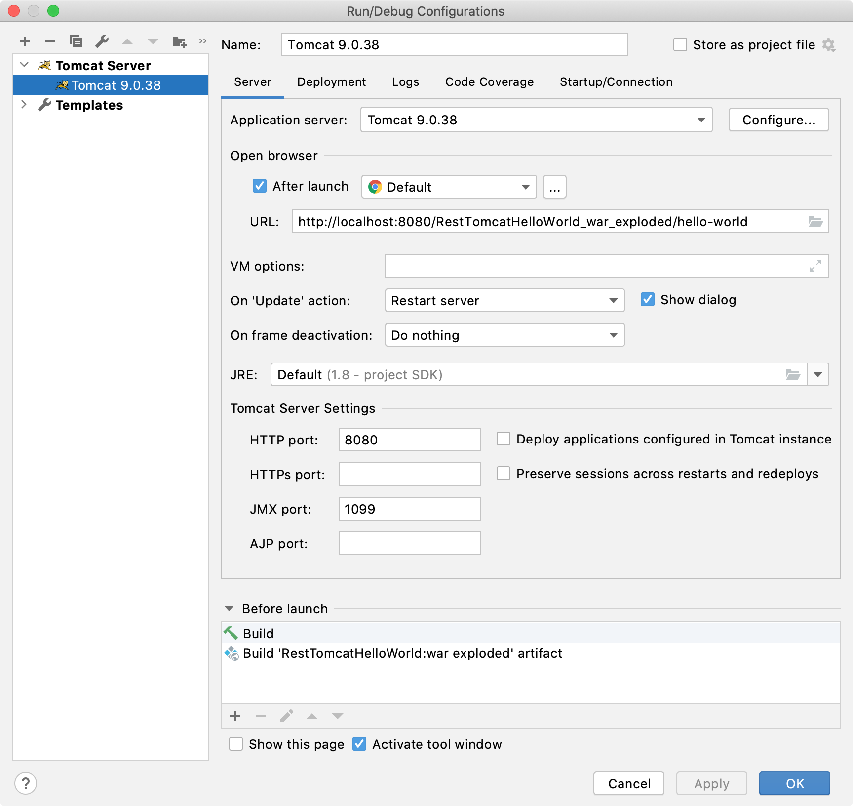 Tomcat run configuration done Tomcat run configuration done