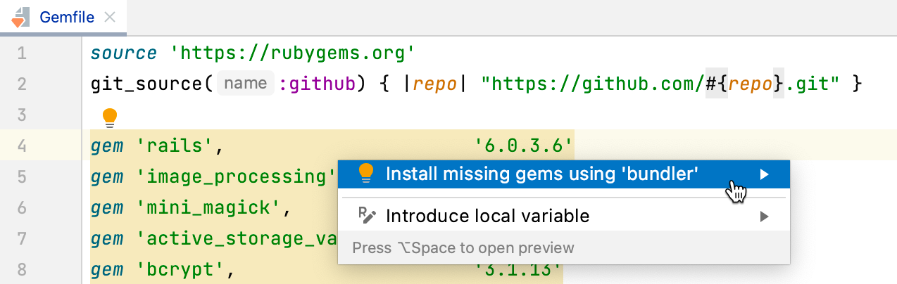 Gemfile inspection Gemfile inspection