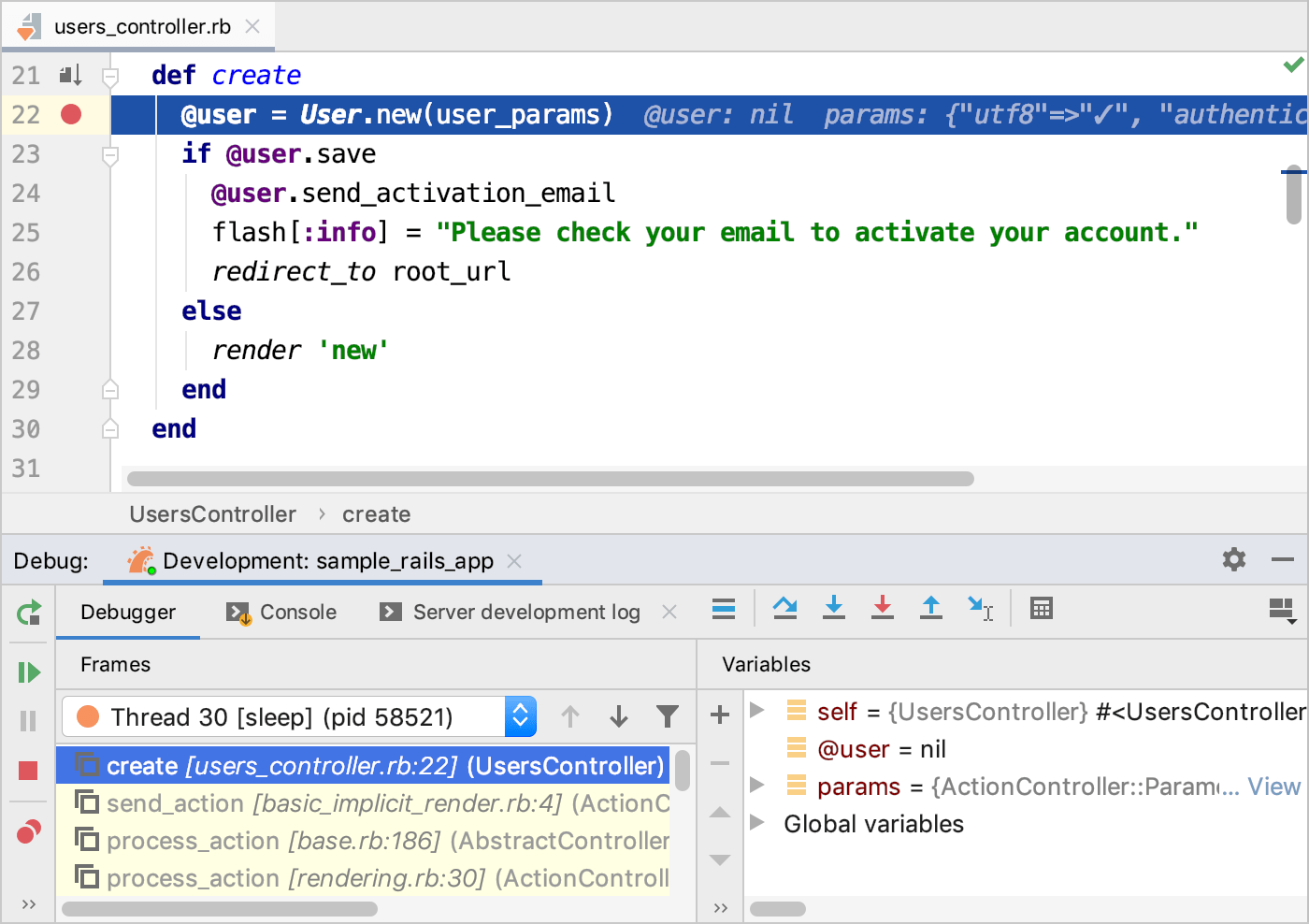 Stop on a breakpoint Stop on a breakpoint