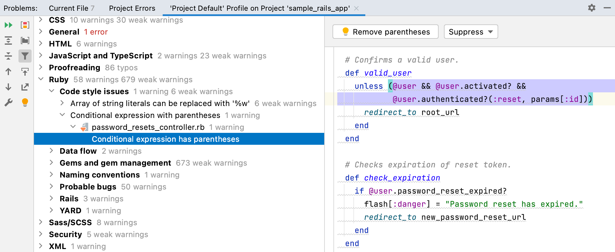 Inspection results Inspection results