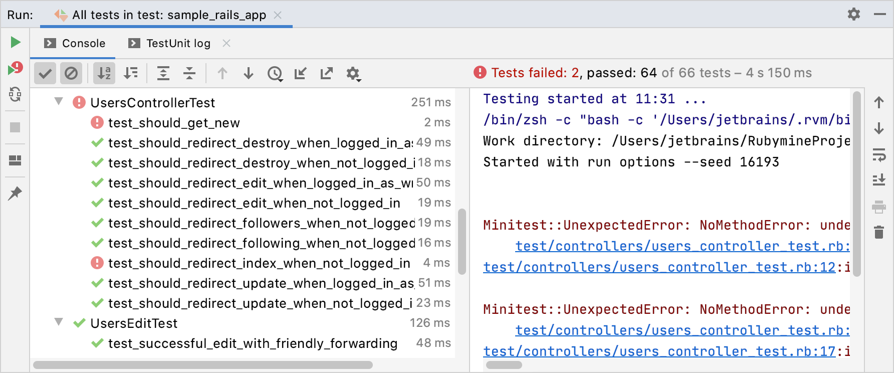 Failed tests Failed tests