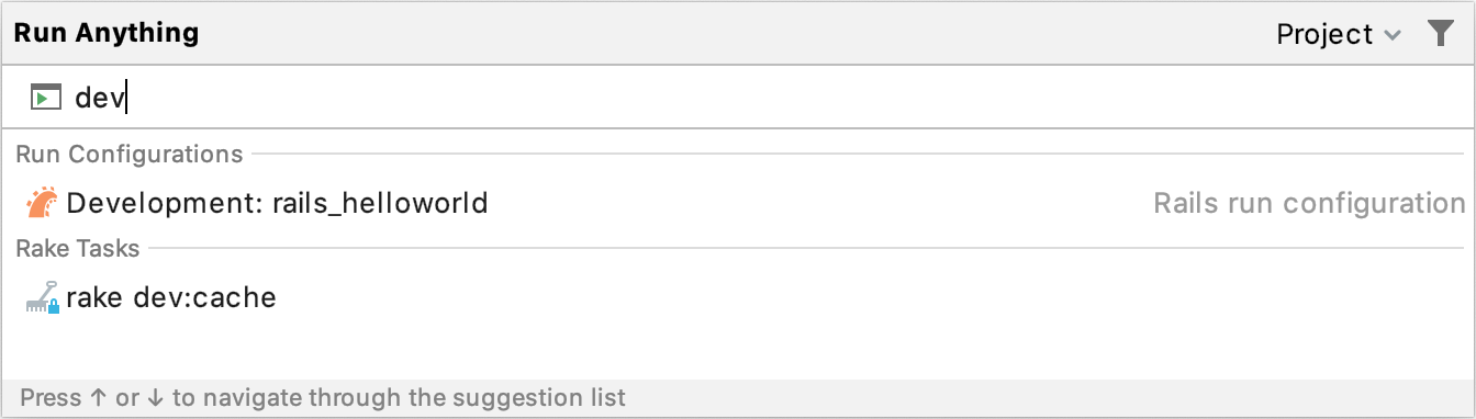 Run Development configuration Run Development configuration