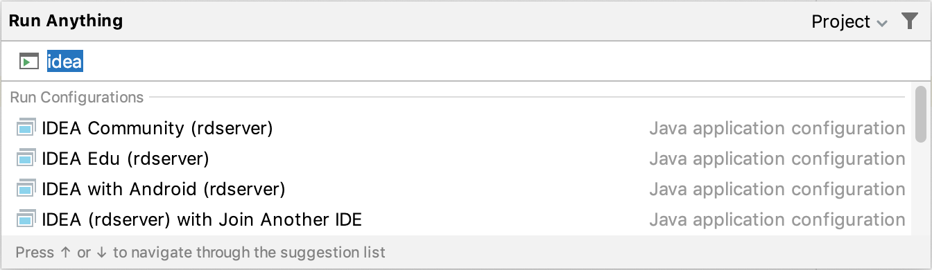 Start run/debug configurations from the Run Anything popup Start run/debug configurations from the Run Anything popup