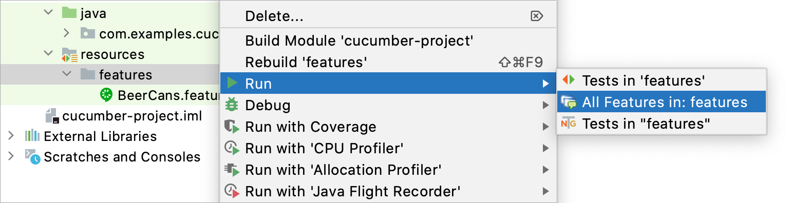 Running all features in the features folder Running all features in the features folder